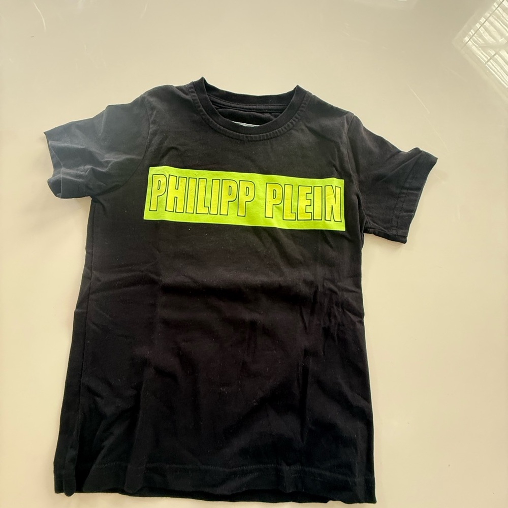 Philipp Plein Kids T-Shirt with Neon Green Logo 4-5